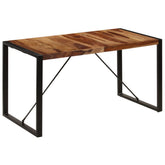 Dining Table Brown and Black Solid Acacia wood 55.1 in