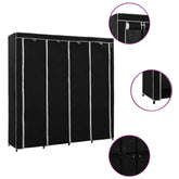 Wardrobe Black Iron frame and polyester fabric Large Wardrobe