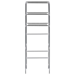 Silver stainless steel 3-tier over-toilet storage rack, 66.5 inches tall.