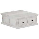 Coffee Table White Solid Mango Wood 27.6 in x 27.6 in x 11.8 in