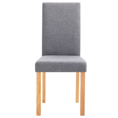 Dining Chair Set of 2 Light Gray Fabric and Rubber wood Regular