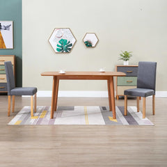 Dining Chair Set of 2 Light Gray Fabric and Rubber wood Regular