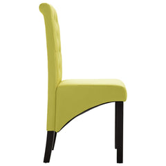 Dining Chair Set of 2 Green Fabric, Rubber wood Standard