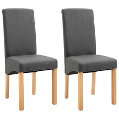 Dining Chair Set of 2 Grey Fabric Standard Ergonomic