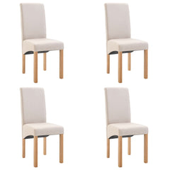 Dining Chair Set of 4 Cream Fabric, Wood Standard Ergonomic