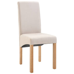 Dining Chair Set of 4 Cream Fabric, Wood Standard Ergonomic