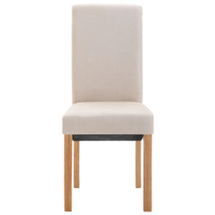 Dining Chair Set of 4 Cream Fabric, Wood Standard Ergonomic