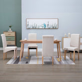 Dining Chair Set of 4 Cream Fabric, Wood Standard Ergonomic