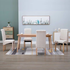 Dining Chair Set of 4 Cream Fabric, Wood Standard Ergonomic