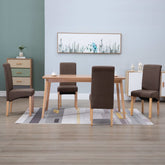 Dining Chair Set of 4 Brown Fabric and wood Standard Ergonomic