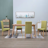 Dining Chair Set of 4 Green Fabric and wood Standard Ergonomic