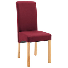 Dining Chair Set of 2 Red Fabric and Wood Standard Ergonomic