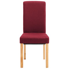 Dining Chair Set of 2 Red Fabric and Wood Standard Ergonomic