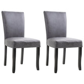 Dining Chair Set of 2 Gray Faux suede leather, Wood Standard