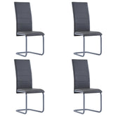 Dining Chair Set of 4 Gray Faux Leather and Steel Standard