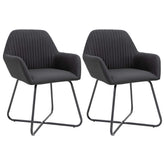 Dining Chair Set of 2 Black Fabric and powder-coated steel