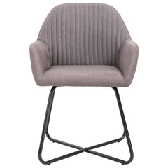 Dining Chair Set of 2 Taupe Fabric and powder-coated steel