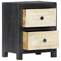 Bedside Cabinet Grey and natural Solid mango wood, MDF