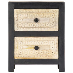 Bedside Cabinet Grey and natural Solid mango wood, MDF