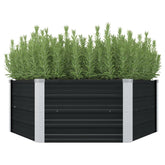 Anthracite galvanized steel raised garden bed 50.8x50.8x17.7 inches with green plants inside