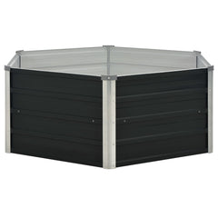 Anthracite galvanized steel raised garden bed, hexagonal, 50.8x50.8x17.7 inches.