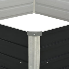 Anthracite galvanized steel raised garden bed, 50.8x50.8x17.7 inches, with corner assembly.
