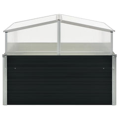 Anthracite galvanized steel greenhouse with clear roof and bottomless design, 39.4x39.4x30.3in size