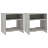 Bedside Cabinet Set of 2 Concrete Grey Engineered wood Standard