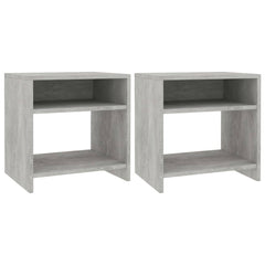 Bedside Cabinet Set of 2 Concrete Grey Engineered wood Standard