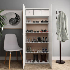 Shoe Cabinet White Engineered wood Large Shoe Cabinet
