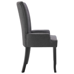 Dining Chair Set of 2 Dark Grey Polyester, Oak Wood Standard