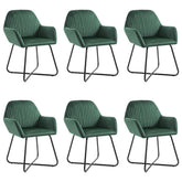 Dining Chair Set of 6 Green Velvet, Powder-Coated Steel Standard