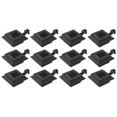 12 black square LED solar outdoor lights, each 4.7 inches, with mounting brackets.