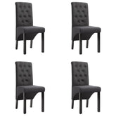 Dining Chair Set of 4 Dark Gray Fabric and Rubber Wood Standard