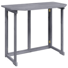 Balcony Table Grey Solid Acacia Wood 35.4 x 19.7 x 29.1 in