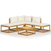 Garden Lounge Set Natural wood color Solid Acacia wood Standard