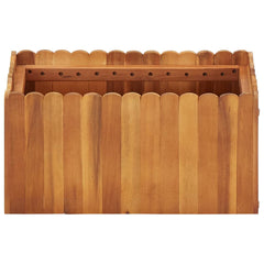 Wooden raised garden bed made of solid acacia with scalloped edges and slatted base.