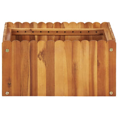 Square wooden raised garden bed made of solid acacia wood with slatted bottom and picket-style sides.