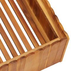 A square raised garden bed made of solid acacia wood, measuring 19.6x19.6x9.8 inches with slatted base.