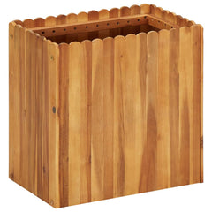 Solid acacia wood raised garden bed with scalloped edges and slatted base, measuring 19.6x11.8x19.6 inches.