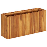 Rectangular raised garden bed made of solid acacia wood with slatted bottom for drainage
