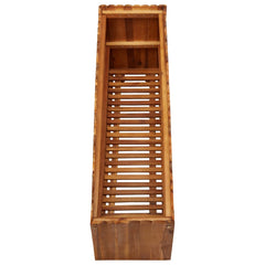 Rectangular raised garden bed made of solid acacia wood with slatted bottom for drainage