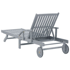 Sunlounger Grey Solid acacia wood Extra Long