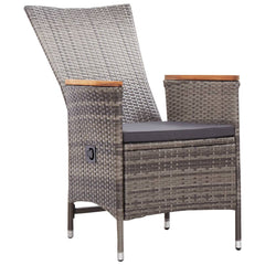 Armchair Set of 2 Grey PE rattan Standard Height-Adjustable