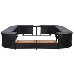 Spa Surround Black PE rattan, powder-coated steel, solid acacia wood