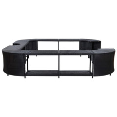 Spa Surround Black PE rattan, powder-coated steel, solid acacia wood
