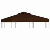 Brown water-resistant polyester gazebo top cover with a 2-tier design and reinforced corners.