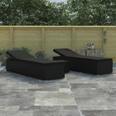 Garden Sun loungers Reclining 3 pcs Black Poly rattan