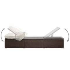 Sun Lounger Brown rattan and cream white cushion
