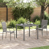 Dining Chair Set of 2 Grey Poly Rattan Standard Stackable